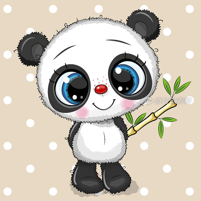Cartoon Panda with bamboo